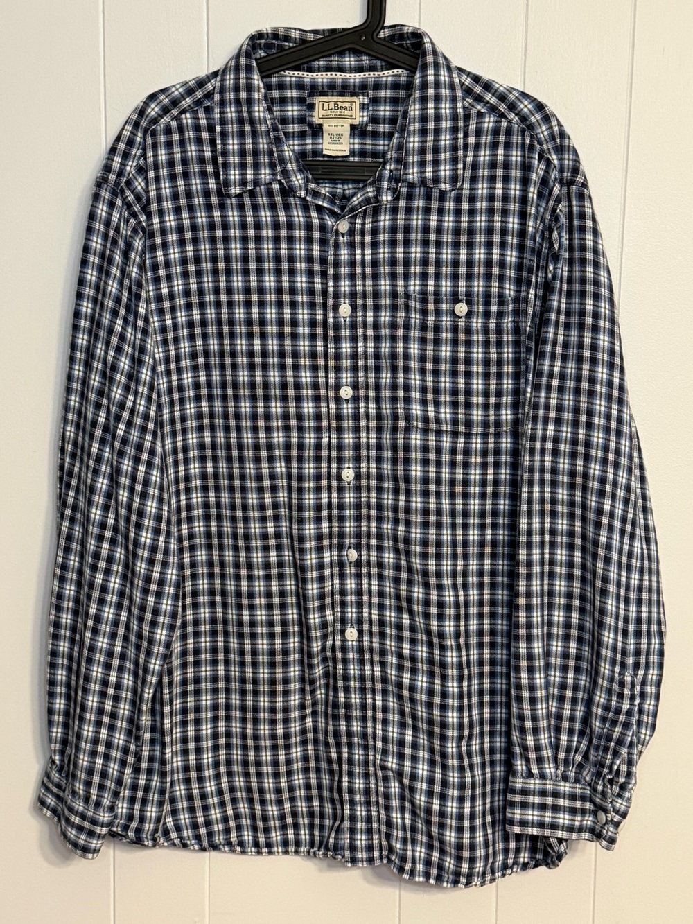 L.L. Bean Men’s Plaid Flannel Button Up Shirt XXL Regular Blue Green 0JTQ5